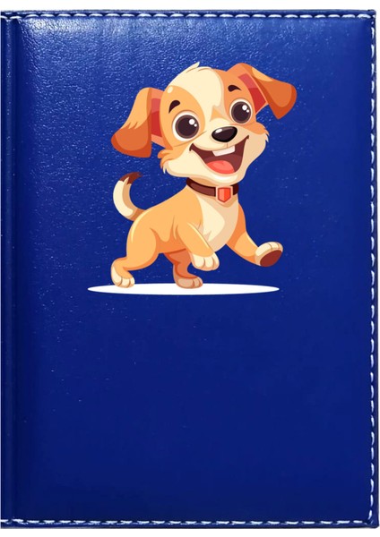 Kişiye Özel Sevimli Köpek 2 Görselli Lacivert Ruhsat Kabı