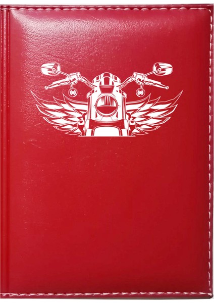 Kişiye Özel Motorsiklet 1 Görselli Kırmızı Ruhsat Kabı