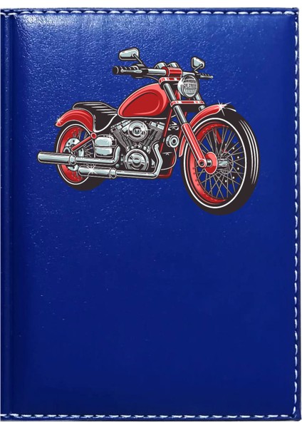 Kişiye Özel Motorsiklet 2 Görselli Lacivert Ruhsat Kabı