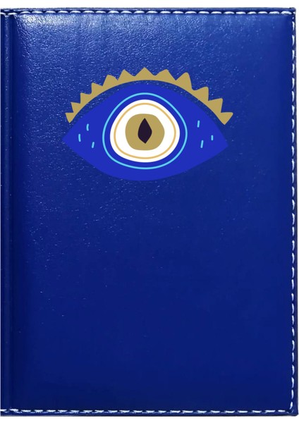 Kişiye Özel Nazar Boncuğu 4 Görselli Lacivert Ruhsat Kabı