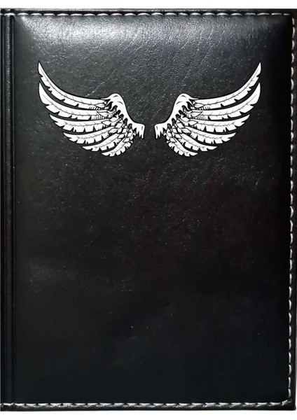 Kişiye Özel Kanat Görselli Siyah Ruhsat Kabı