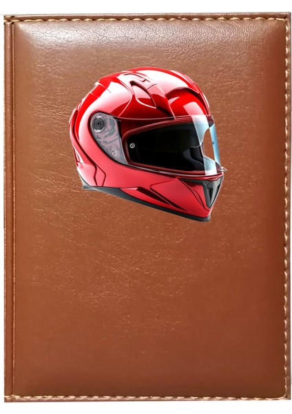 Kişiye Özel Kask Görselli Taba Ruhsat Kabı