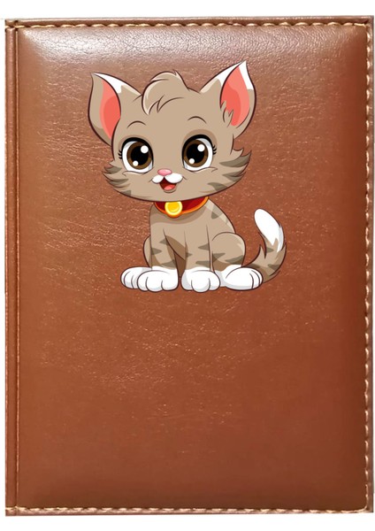 Kişiye Özel Sevimli Kedi 4 Görselli Taba Ruhsat Kabı