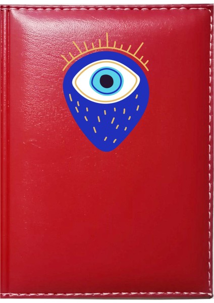 Kişiye Özel Nazar Boncuğu 6 Görselli Kırmızı Ruhsat Kabı