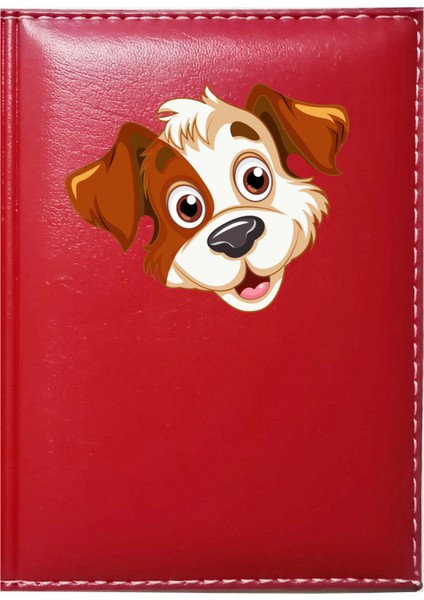 Kişiye Özel Sevimli Köpek 1 Görselli Kırmızı Ruhsat Kabı