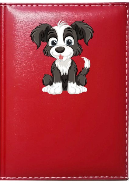 Kişiye Özel Sevimli Köpek 4 Görselli Kırmızı Ruhsat Kabı