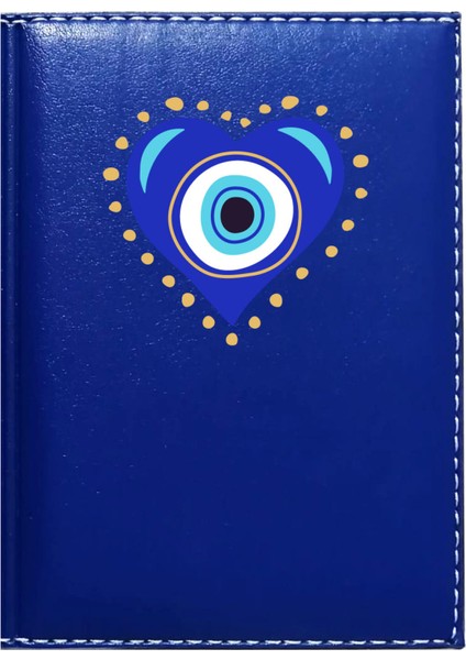 Kişiye Özel Nazar Boncuğu 2 Görselli Lacivert Ruhsat Kabı