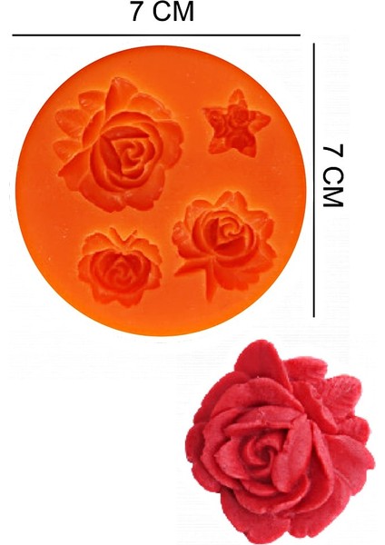Gül Silikon Şeker Hamuru, Sabun, Mum Kalıp