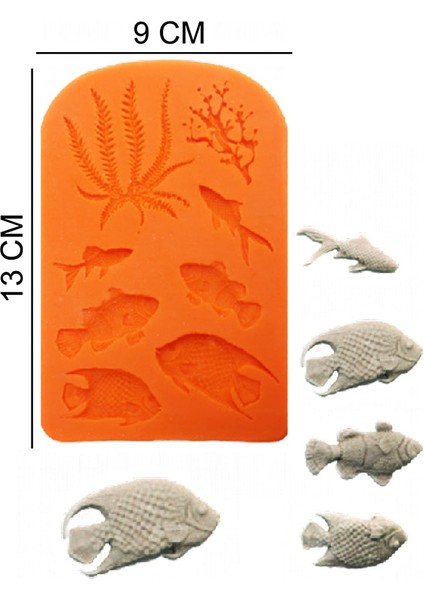 Balıklar Mercanlar Silikon Şeker Hamuru, Sabun, Mum Kalıp