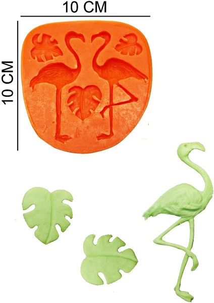 Flamingo ve Yaprak Silikon Şeker Hamuru, Sabun, Mum Kalıp