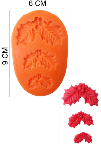 Yılbaşı Yapraklar Silikon Şeker Hamuru, Sabun, Mum Kalıp