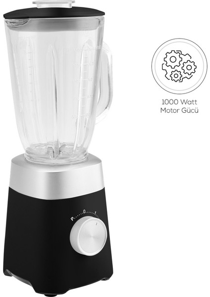 Paslanmaz Çelik Bıçaklar ile Buz Kırıcı 1,5 Lt Cam Sürahili Smoothie Blender Siyah fiyatları