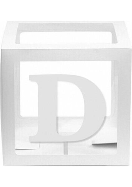 Beyaz Şeffaf Balon Kutusu 25X25 cm D Harfi