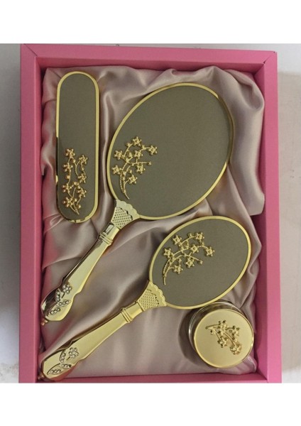 Gelin Ceyizlik Hediyelik Ayna Tarak Seti Yapraklı