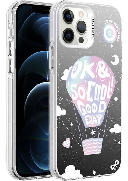Apple iPhone 12 Pro - Uyumlu Desenlitech Silver Sert Kapak-Balon