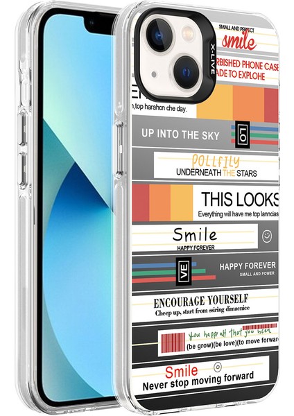 Apple iPhone 14 - Uyumlu Desenlitech Silver Sert Kapak-Mottolar