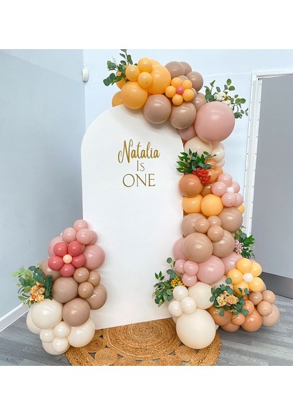 Retro Pink Blush Fındık Beyaz ve Şeftali Balon Zinciri 100 Adet