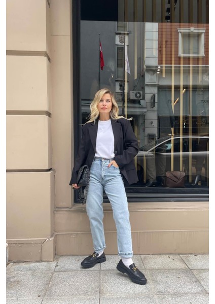 Siyah Kruvaze Yaka Astarlı Vatkalı Blazer Ceket fırsatları