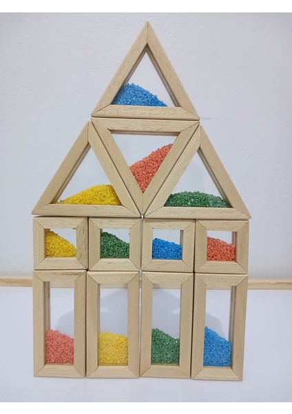 Waldorf Ahşap Oyuncak 12'li Kumlu Rainbow Blokları