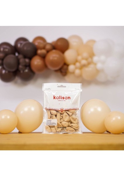5 Inç Küçük Boy Pastel Balon Sütlü Kahve 100 Adet