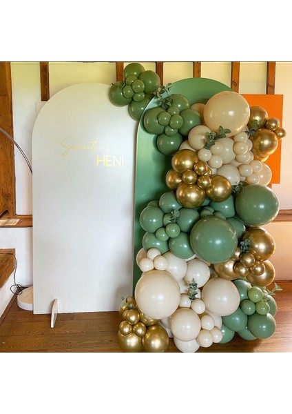 Krom Gold Retro Beyaz ve Küf Yeşili Balon Zinciri 100 Adet