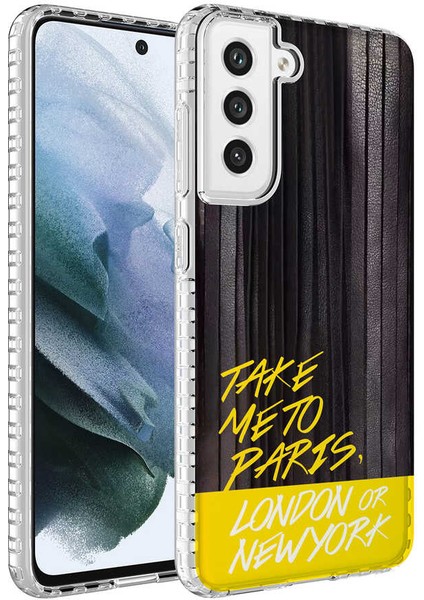 Samsung Galaxy S21 Fe Uyumlu Airbag Kenarlı Renkli Desenli Silikon Elegans Kapak-No3