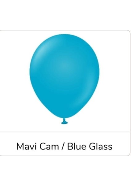 5 Inç Küçük Boy Retro Balon Mavi Cam 100 Adet