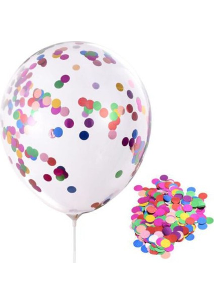 12 Inç Standart Boy Konfetili Şeffaf Balon 10 Adet Renkli