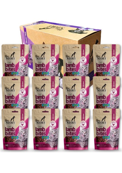 12X60GR Cat Lamb Bites Atıştırmalık Yumuşacık Taneli Kedi Ödül Maması Box, Anti Hairball