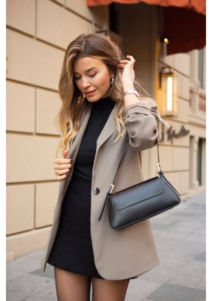 Haki Kruvaze Astarlı Vatkalı Blazer Ceket