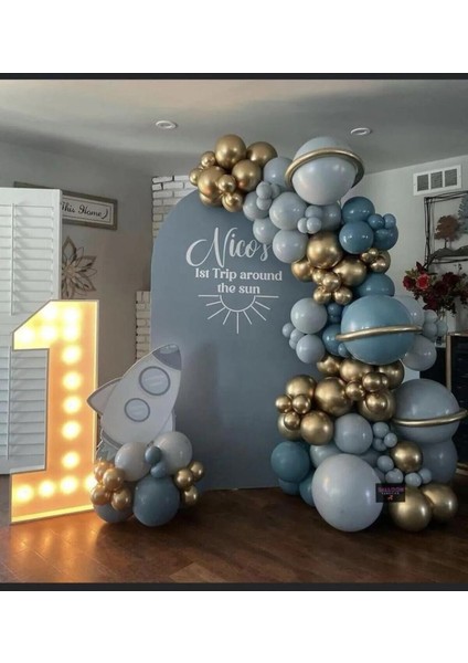Krom Gold Derin Okyanus ve Fırtına Mavisi Balon Zinciri 100 Adet