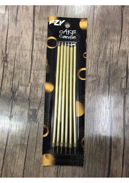 20 cm Altın Mum 6'lı Uzun Mum Gold