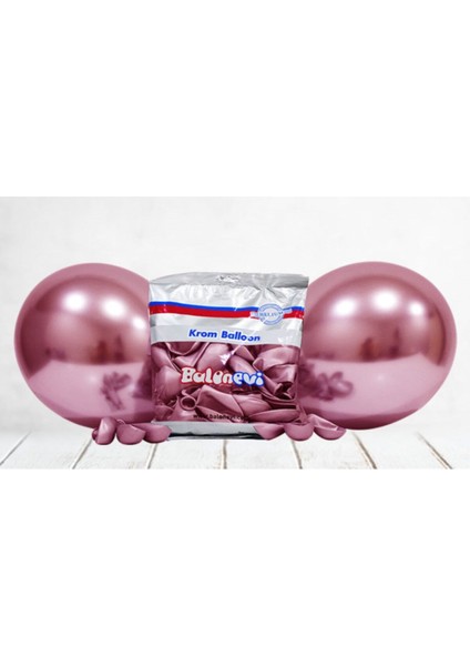 12 Inç Standart Boy Krom Balon 10 Adet Pembe