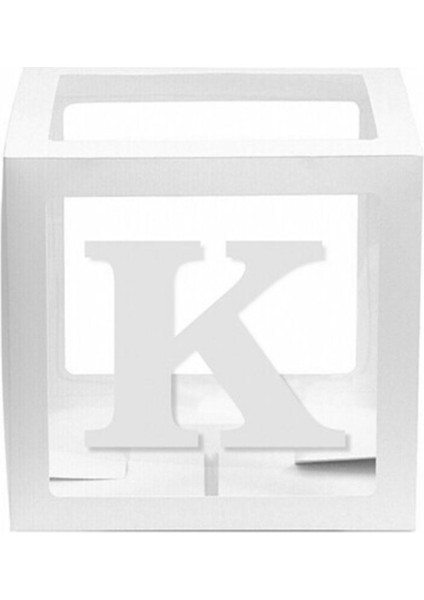 Beyaz Şeffaf Balon Kutusu 25X25 cm K Harfi