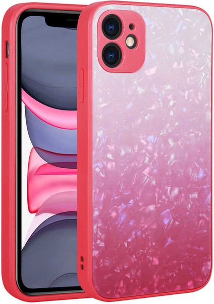 Apple iPhone 11 - Uyumlu Renk Geçişli Mermer Desenli Sert Silikontech Granit Kapak-No6