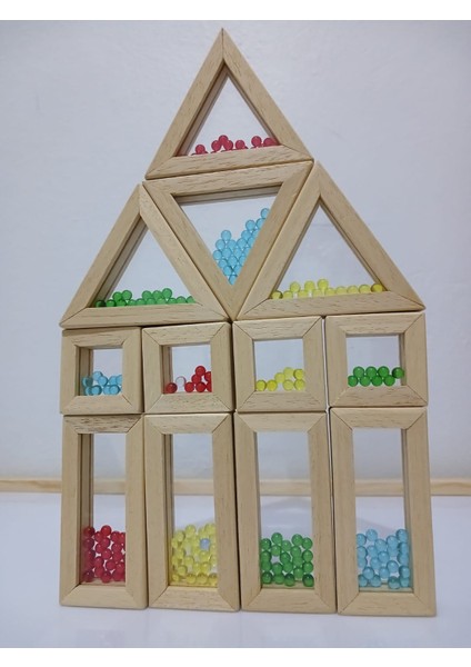 Waldorf Ahşap 12'li Boncuklu Rainbow Blokları
