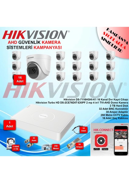 Ahd 16 Adet 2 Mp Dome Güvenlik Kamera Seti