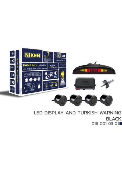 Park Sensörü LED Ekranlı-Ses Ikazlı Siyah Oem Tüm Modellere Uyumlu Niken