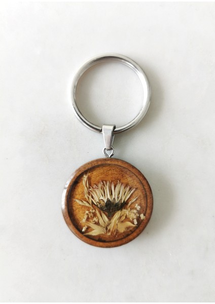 Özel Tasarım El Yapımı Gerçek Çiçekli Epoksi Anahtarlık