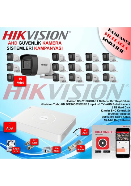Ahd 16 Adet 2 Mp Bullet Güvenlik Kamera Seti