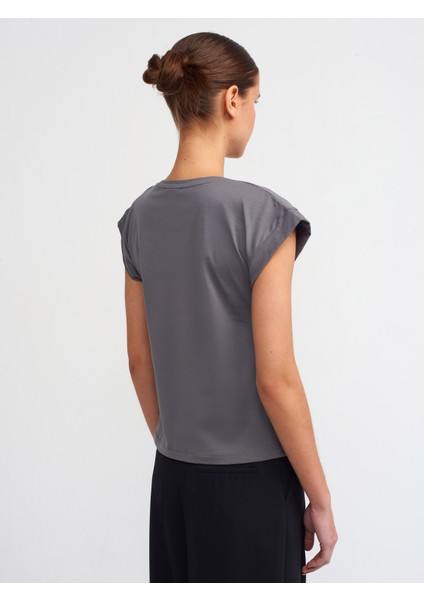 3504 Bisiklet Yaka Penye T-Shirt-Füme fiyatları
