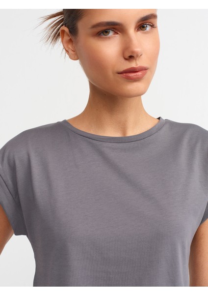 3504 Bisiklet Yaka Penye T-Shirt-Füme fırsatları