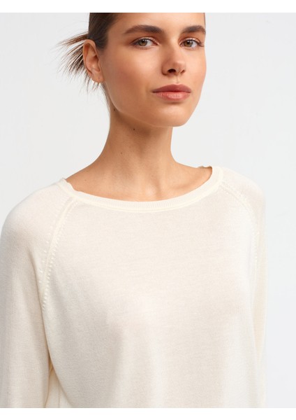 10536 Bisiklet Yaka Basic Ince Triko Kazak-Krem fırsatları