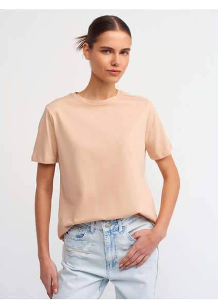 30740 Pamuklu T-Shirt-Bej