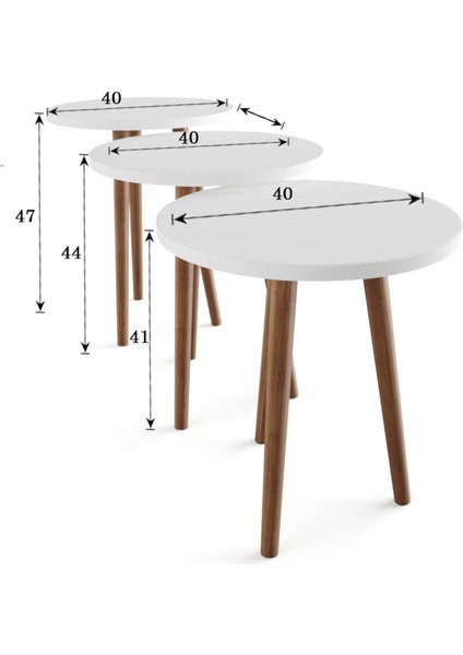 Tokyo Orta Sehpa ve Zigon Sehpa 4'lü Ahşap Ayaklı Salon Seti Sehpa - Ceviz