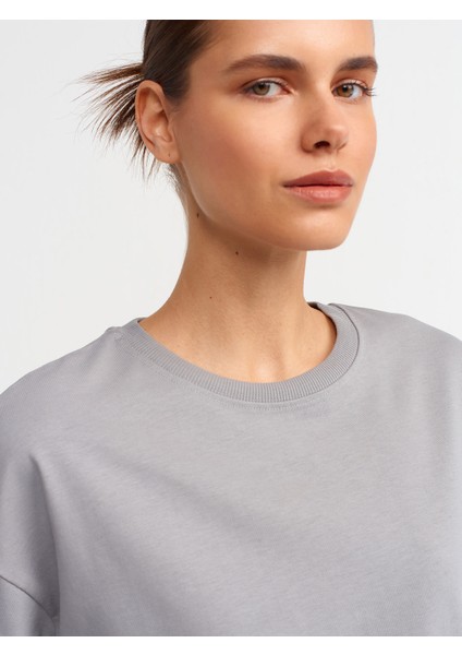 30310 Pamuklu Oversize T-Shirt-Gri fırsatları