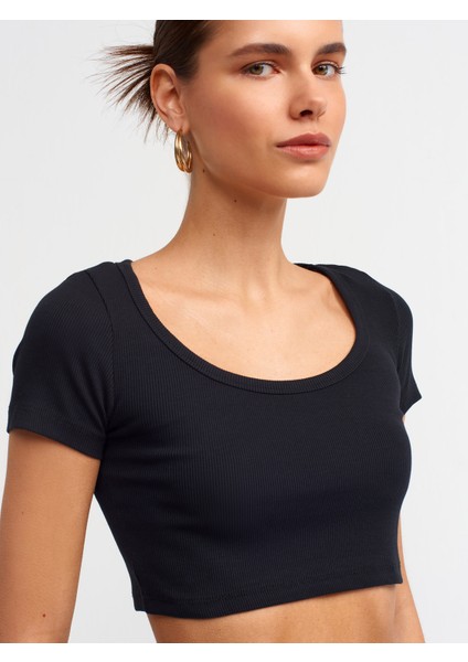 30876 Kısa Kollu Crop Top-Siyah fırsatları