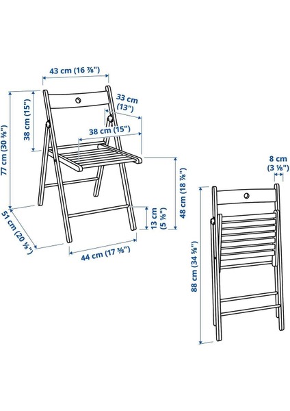 Frösvı Kayın Katlanır Sandalye 44 CMX51 Cmx 77 cm