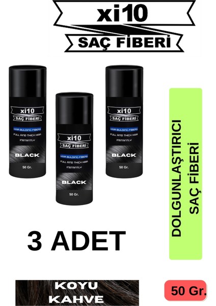 Dolgunlaştırıcı Saç Tozu Topik Koyu Kahve 3 Adet x 50 gr