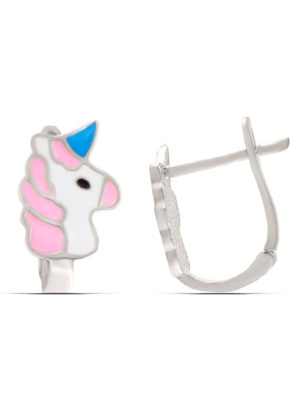 Unicorn Tasarım 925 Ayar Gümüş Kız Çocuk J Küpe